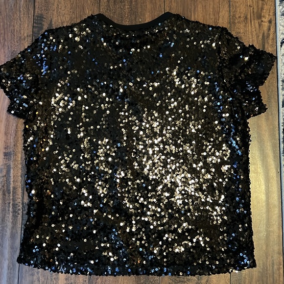 Women's Sequined Short-Sleeve Crewneck Top - Picture 5 of 7